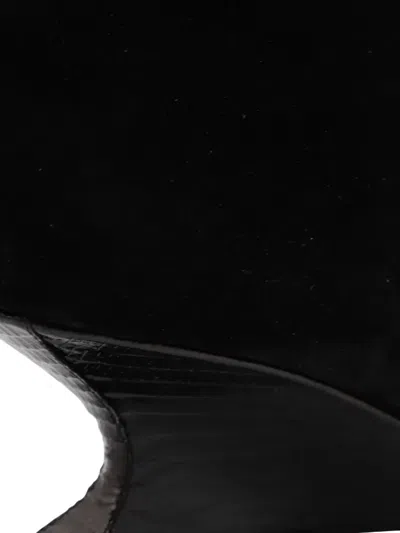 Paris Texas Pointed Toe Knee Length Suede Ankle Boots In Black