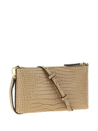 Pinko Crocodile-print Love Birds Cross Body Bag In Neutral