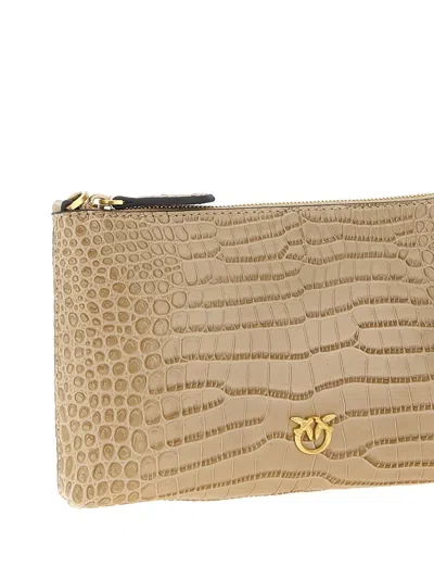 Pinko Crocodile-print Love Birds Cross Body Bag In Neutral