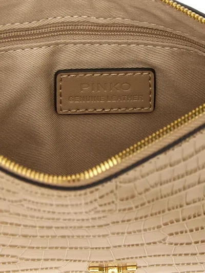 Pinko Crocodile-print Love Birds Cross Body Bag In Neutral