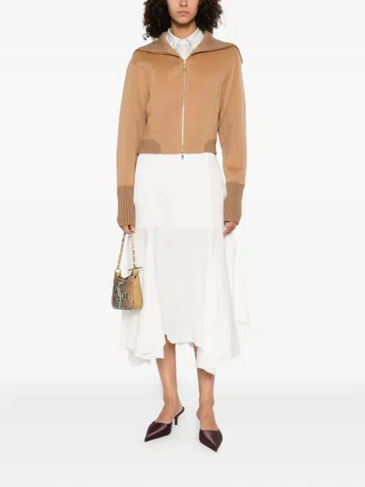 Victoria Beckham Womens Camel Slim-fit High-neck Wool-and-cashmere Bomber Jacket In Gray