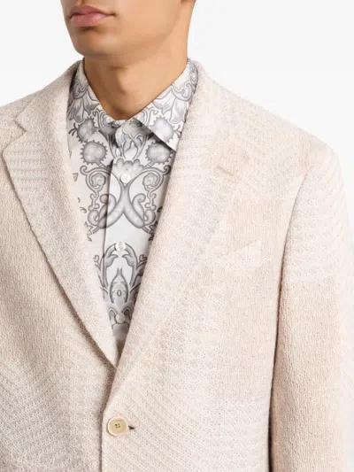Etro Herringbone-pattern Blazer In Neutral