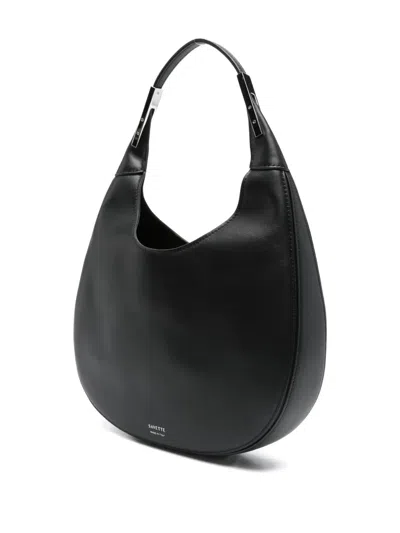 Savette The Small Florence Hobo In Smooth Calf Leather In Black