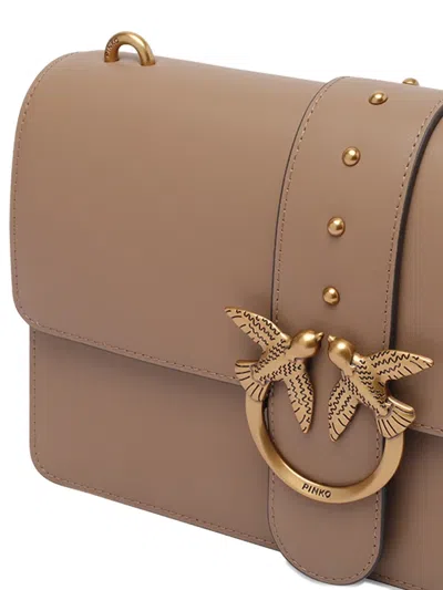 Pinko Love Leather Crossbody Bag In Brown