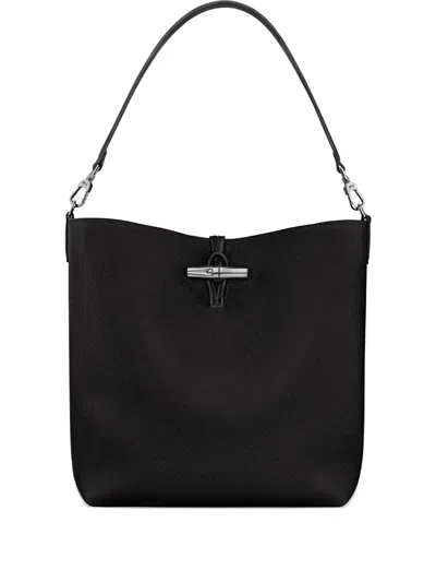 Longchamp Medium Le Roseau Shoulder Bag In Black