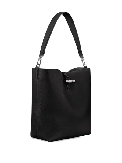 Longchamp Medium Le Roseau Shoulder Bag In Black