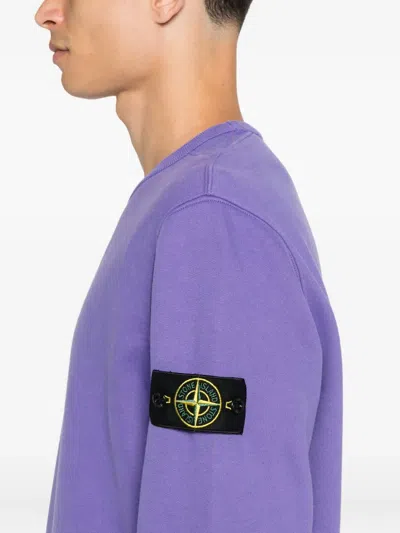Stone Island Ribbed Crew Neck Sweatshirt In Purple