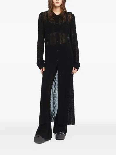 Alanui Button-front Open-knit Cardigan In Black