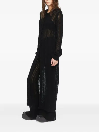 Alanui Button-front Open-knit Cardigan In Black