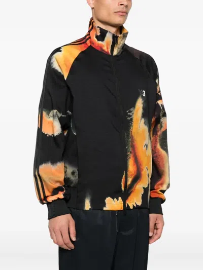 Y-3 Abstract Pattern Sweatshirt With Zip Fastening And Ribbed Edges In Multi