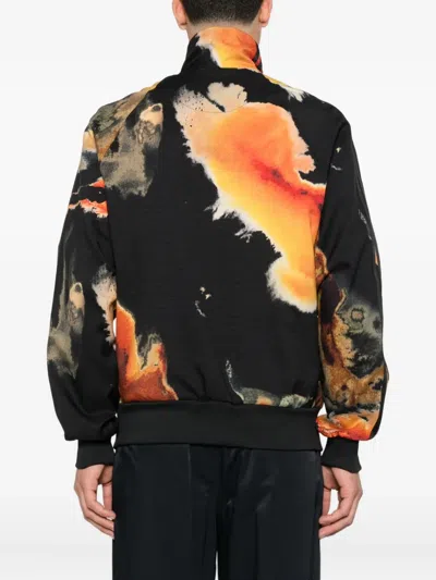Y-3 Abstract Pattern Sweatshirt With Zip Fastening And Ribbed Edges In Multi