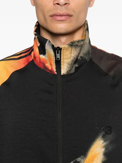 Y-3 Abstract Pattern Sweatshirt With Zip Fastening And Ribbed Edges In Multi