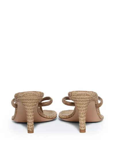 Gianvito Rossi 70mm Calypso Suede And Raffia Heeled Thong Sandals In Neutral