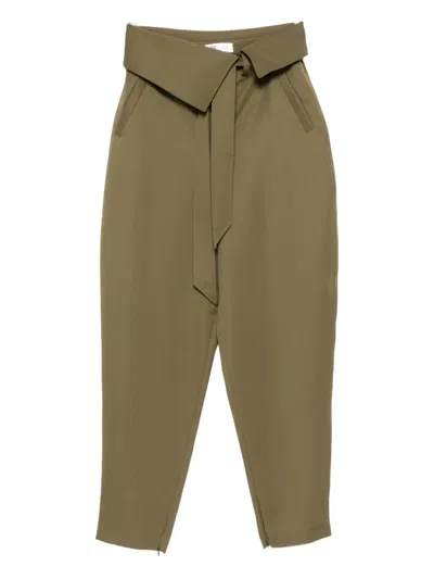 Attico Gabardine Long Pants In Green