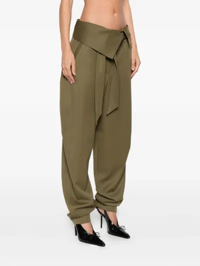 Attico Gabardine Long Pants In Green