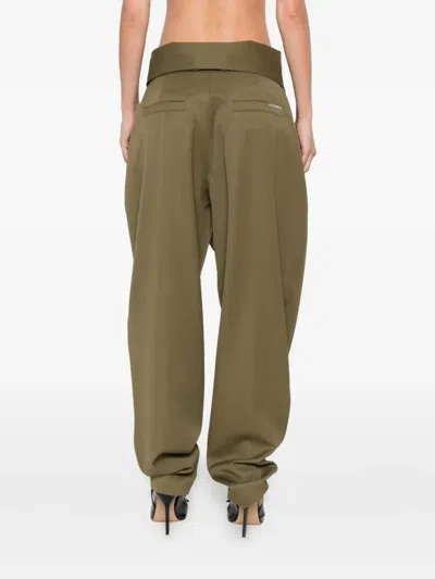 Attico Gabardine Long Pants In Green