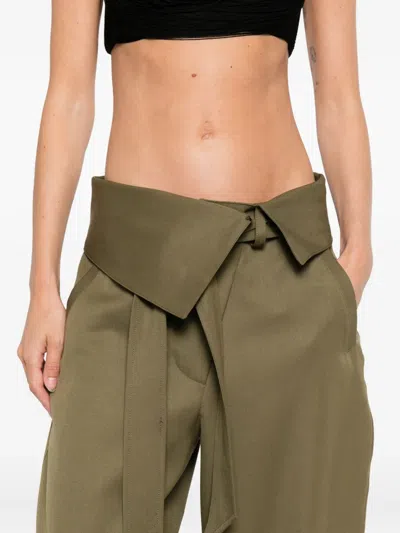 Attico Gabardine Long Pants In Green