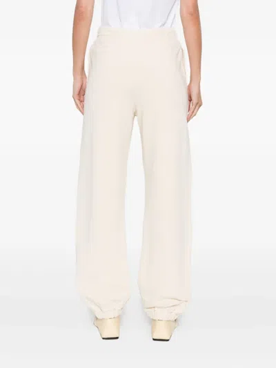 Pinko Straight Trousers With Elastic Waistband And Cuffs In Neutral