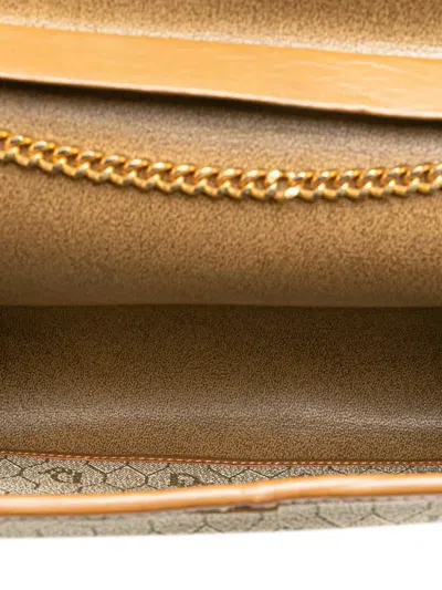 Pre-owned Dior 20th Century Honeycomb Coated Canvas Chain Crossbody Bag In Brown