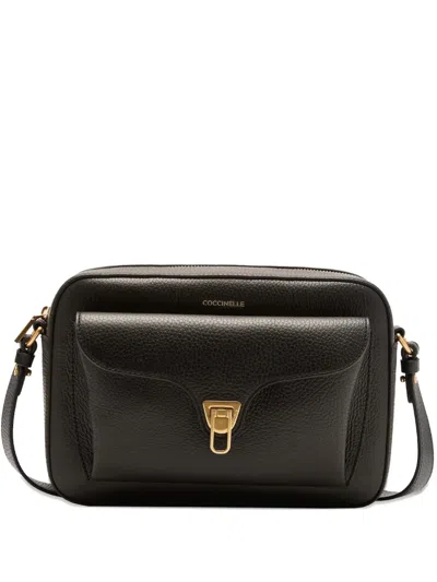 Coccinelle Large Beat Soft Flap-pocket Leather Shoulder Bag In Black