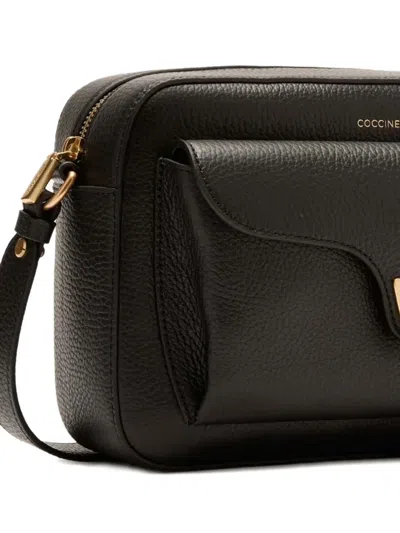 Coccinelle Large Beat Soft Flap-pocket Leather Shoulder Bag In Black