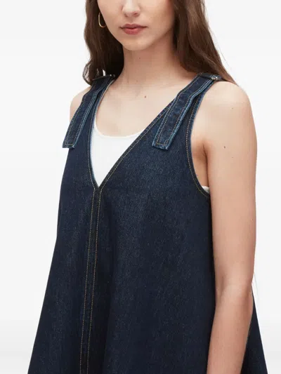3.1 Phillip Lim Trapeze Denim Contrast-hem Mini Dress In Blue