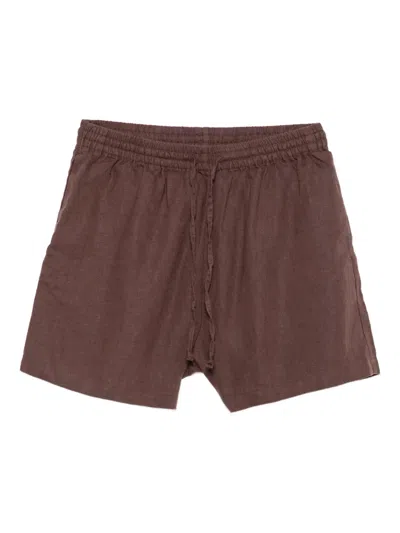 Samsoe & Samsoe Maren Drawstring Linen Shorts In Brown