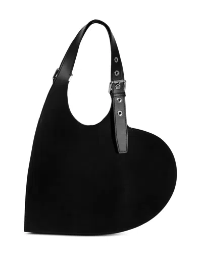 Coperni Asymmetrical Heart-shaped Shoulder Bag In Black
