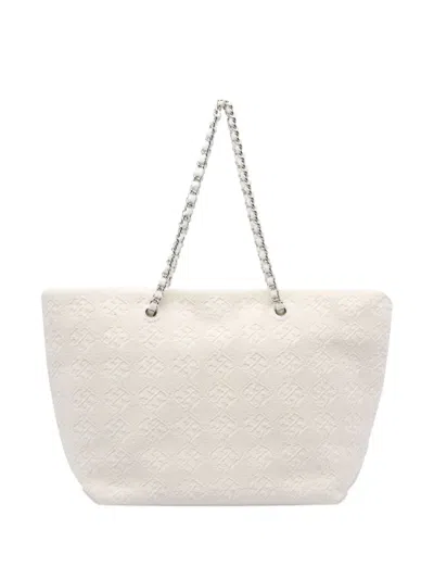 Tory Burch Ella Chain Terry Cloth Tote In White