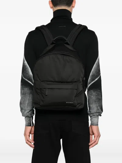 Givenchy Black Backpack With Adjustable Shoulder Straps And Logo On Front In Tech Fabric Man