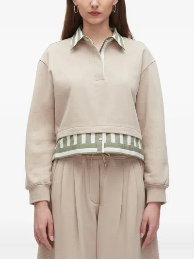 3.1 Phillip Lim Cropped Layered Look Sweatshirt In Neutral