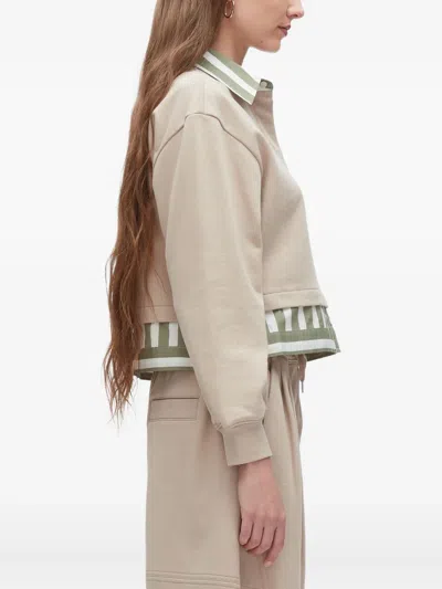 3.1 Phillip Lim Cropped Layered Look Sweatshirt In Neutral