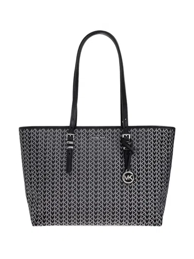 Michael Michael Kors Large Quinn Geometric-pattern Tote Bag In Black