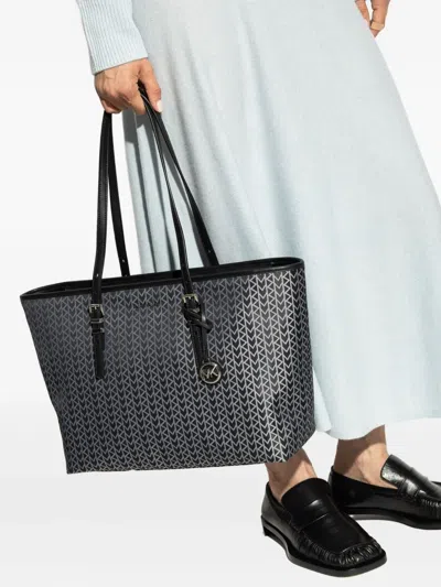 Michael Michael Kors Large Quinn Geometric-pattern Tote Bag In Black