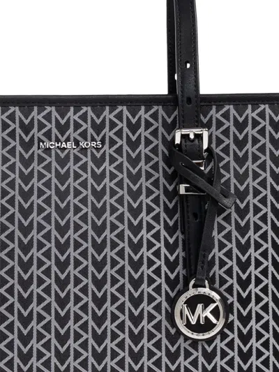 Michael Michael Kors Large Quinn Geometric-pattern Tote Bag In Black