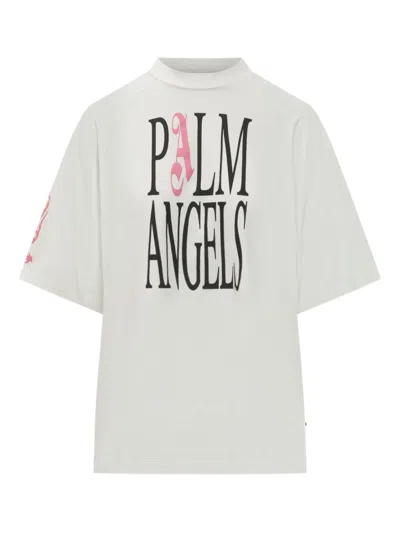Palm Angels T-shirt With Pa Print On The Front In White
