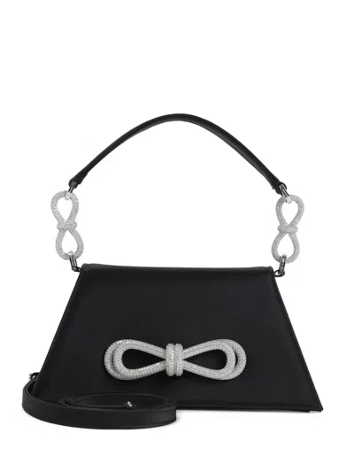 Mach&mach Samantha Double Bow Patent Leather Shoulder Bag In Black