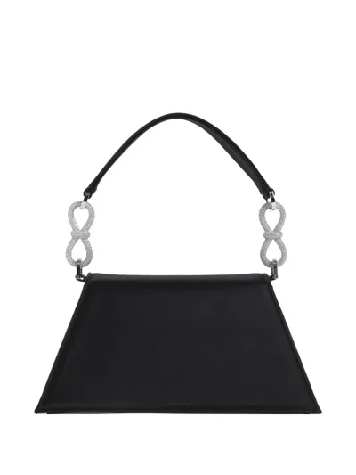 Mach&mach Samantha Double Bow Patent Leather Shoulder Bag In Black