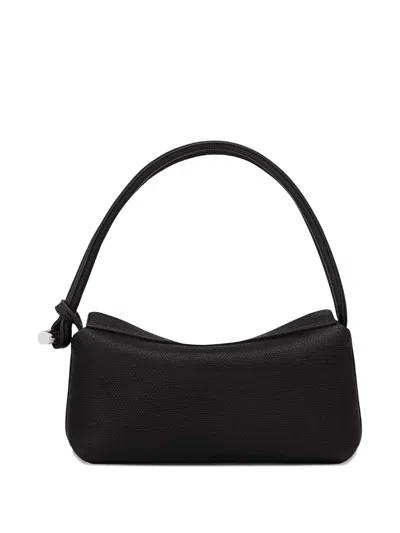 Longchamp Shoulder Bag Rectangular Shape Textured Surface Handle In Black