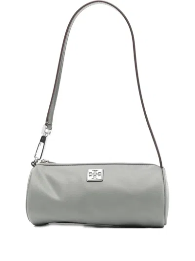 Tory Burch Virginia Cylinder Bag With Double-t Plaque In Gray