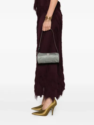 Tory Burch Virginia Cylinder Bag With Double-t Plaque In Gray