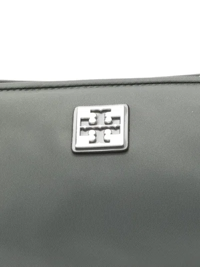 Tory Burch Virginia Cylinder Bag With Double-t Plaque In Gray