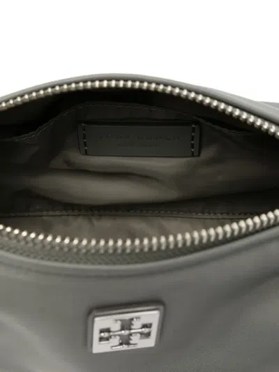 Tory Burch Virginia Cylinder Bag With Double-t Plaque In Gray