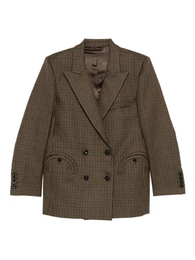 Blazé Milano Double-breasted Jacket With Houndstooth Pattern Blaze In Gray