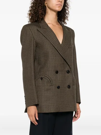 Blazé Milano Double-breasted Jacket With Houndstooth Pattern Blaze In Gray