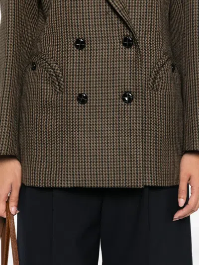 Blazé Milano Double-breasted Jacket With Houndstooth Pattern Blaze In Gray