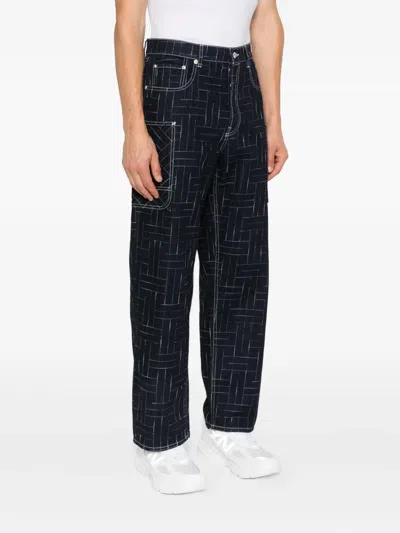 Kenzo Geometric-pattern Jeans In Blue