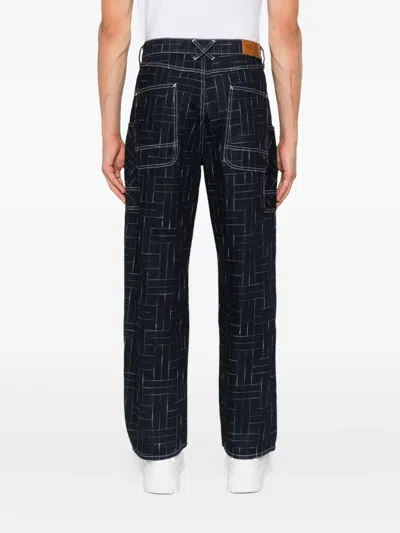 Kenzo Geometric-pattern Jeans In Blue