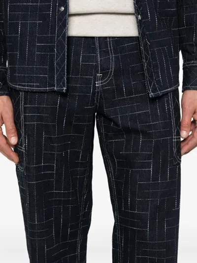 Kenzo Geometric-pattern Jeans In Blue