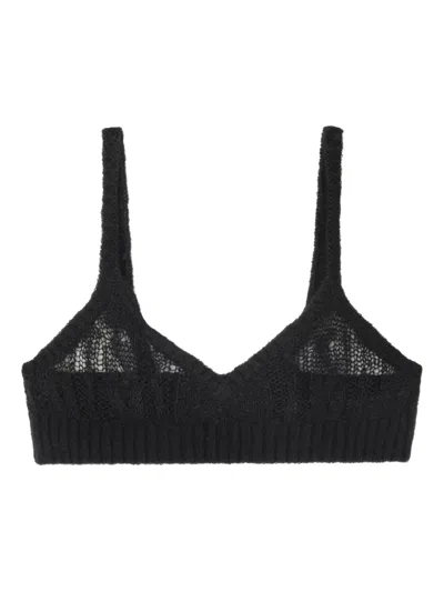 Alanui Desert Drift Open-knit Wool Top In Black